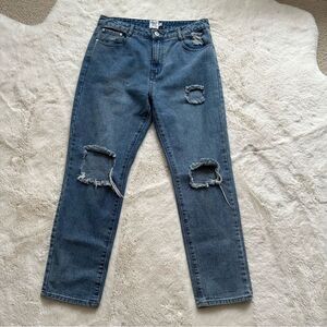 Princess Polly size 8 distressed blue baggy jeans